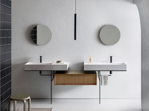 ELEMENT 109 - Rectangular wall-mounted composite material washbasin with drawers - Washbasin by Pirovano