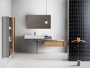 ELEMENT 111 - Wall-mounted composite material washbasin with towel rail - Washbasin by Pirovano