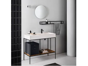 ELEMENT 119 - Bathroom composition with washbasin console, mirror, lamp and towel rail - Washbasin by Pirovano