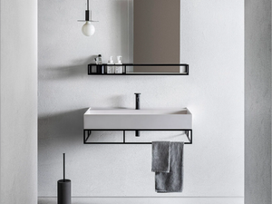 ELEMENT 122 - Rectangular wall-mounted washbasin with towel rail - Washbasin by Pirovano