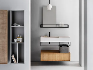 ELEMENT 124 - Rectangular wall-mounted washbasin with towel rail - Washbasin by Pirovano