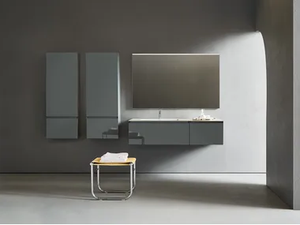 FLAMINGO 102 - Bathroom composition with wall-mounted washbasin, cabinets and mirror - Washbasin cabinet by Pirovano
