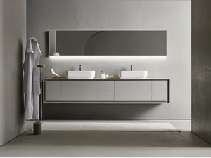 FRAME 102 - Double wall-mounted vanity unit with drawers - Washbasin cabinet by Pirovano