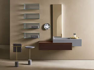 MIDI 104 - Wall-mounted single vanity unit with integrated washbasin - Washbasin cabinet by Pirovano