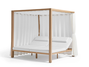KAHN - Canopy TechTeak and fabric garden bed with parasol - Bed frame by POINT