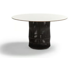 WEAVE - Round table with rope base and stoneware top - Table by POINT