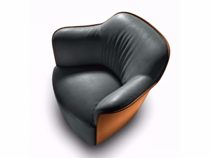 AIDA - Tanned leather armchair with armrests - Armchair by Poltrona Frau