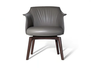 ARCHIBALD - Swivel upholstered leather easy chair with armrests - Armchair by Poltrona Frau