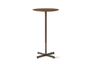 BOB BISTROT - Round walnut high table with 4-star base - Table by Poltrona Frau