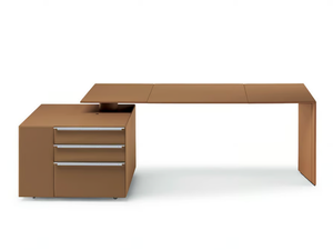 C.E.O. CUBE DESK - Rectangular leather executive desk with shelves - Desk by Poltrona Frau