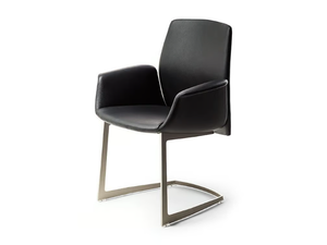 DOWNTOWN CONFERENCE - Cantilever leather reception chair - Chair by Poltrona Frau