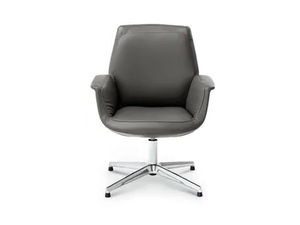 DOWNTOWN - Swivel leather office chair with armrests with 4-Spoke base - Chair by Poltrona Frau