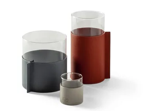 GLI OGGETTI - LEATHER POT - Glass vase - Styling by Poltrona Frau