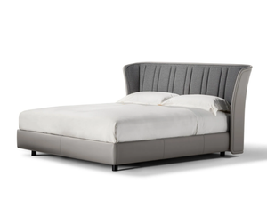LOLA DARLING - Fabric double bed with upholstered headboard - Armchair by Poltrona Frau
