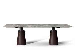 MESA DUE - Rectangular dining table with marble top - Table by Poltrona Frau