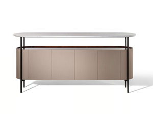 MI - Sideboard covered in leather and marble top - Cabinet by Poltrona Frau