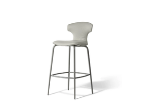 MONTERA MAS - High leather stool with back - Stool by Poltrona Frau