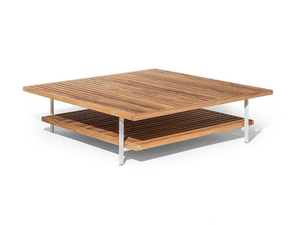 SOLARIA - Square low teak garden side table - Side table by Poltrona Frau