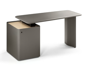 TRUST 5644710 - Rectangular tanned leather executive desk with shelves - Desk by Poltrona Frau