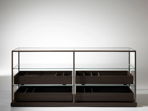 ACQUARIO - Wood and glass chest of drawers - drawer by Porro