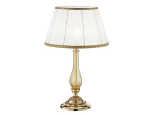 AMANDA 227/LG - French gold table lamp with amber crackle glass and shade - Table lamp by Possoni Illuminazione