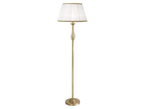 AMANDA 227/P - French gold table lamp with amber crackle glass and shade - Table lamp by Possoni Illuminazione