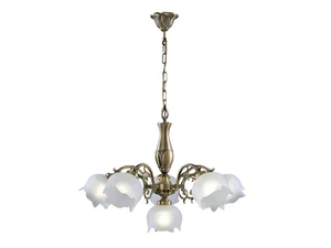 BIANCA 25/5+1 - Satin brass pendant lamp with glass - Ceiling lamp by Possoni Illuminazione