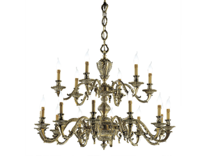 BRAD 1167/12+6 - Antique Brass chandelier - Ceiling lamp by Possoni Illuminazione