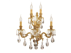CAESAR 798/A5-SH/G - French Gold wall light with pear shape Schoeler crystals - Wall lamp by Possoni Illuminazione