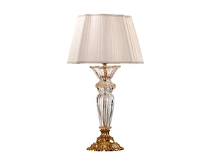 CHARLOTTE 4795/LG - Gold plated table lamp with glass and shade - Table lamp by Possoni Illuminazione
