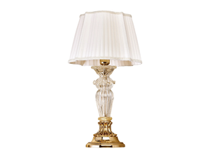 CHARLOTTE 4795/LP - Shaded gold plated table lamp with glass and silk shade - Table lamp by Possoni Illuminazione