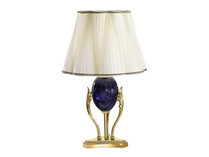 CHRISSIE 7007/L - Gold plated table lamp with blue alabaster and silk shade - Table lamp by Possoni Illuminazione
