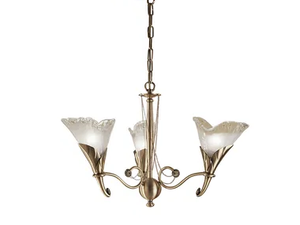 CREAMY 315/3 - Antique brass finish chandelier with white glass - Ceiling lamp by Possoni Illuminazione