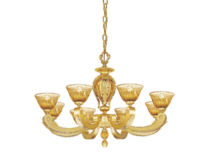 EDEN 265/8 - Sanded gold plated chandelier with amber crystal - Ceiling lamp by Possoni Illuminazione