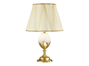 EGGY 7008/L - Satin gold plated table lamp with alabaster and silk shade - Table lamp by Possoni Illuminazione