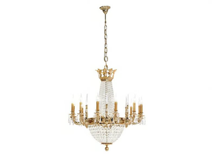 EMPIRE 096/12+6-SH - Gold plated chandelier with Schoeler crystals - Ceiling lamp by Possoni Illuminazione