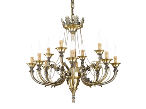GINEVRA 858/8+4 - Antique Brass chandelier - Ceiling lamp by Possoni Illuminazione