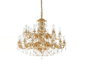 HOWARD 830/16+16-SH/G30 - Sanded gold plated with Schoeler crystals - Ceiling lamp by Possoni Illuminazione