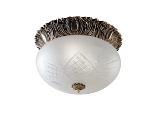 LENA 200/35 - Antique brass ceiling light with glass - Ceiling lamp by Possoni Illuminazione