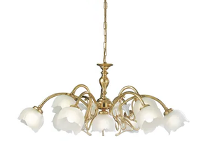LIBERTY 1400/9+1 - Polish brass chandelier with glass - Ceiling lamp by Possoni Illuminazione