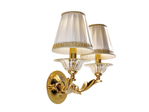 LUCILLA 550/A2 - Shaded gold plated finish wall light with crystal and shades - Wall lamp by Possoni Illuminazione