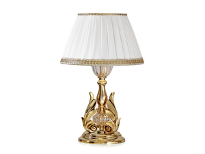 LUCILLA 550/LG - Shaded gold plated table lamp with crystal and shade - Table lamp by Possoni Illuminazione