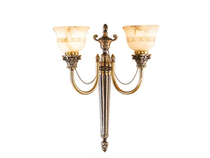 MILA 27089/A2 - Antique Brass finish wall light with alabaster - Wall lamp by Possoni Illuminazione