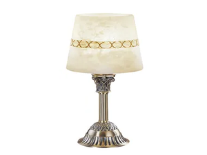 MILA 27089/LP - Antique Brass table lamp with alabaster - Table lamp by Possoni Illuminazione
