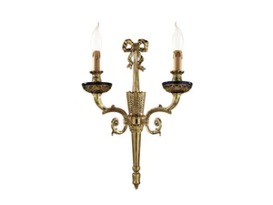 NOEMI 236/A2 - Shaded gold plated wall light with blue crystal - Wall lamp by Possoni Illuminazione