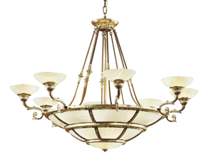 RAFFAELLO 1999/14+8 - Rust gold leaf chandelier with onyx glass - Ceiling lamp by Possoni Illuminazione