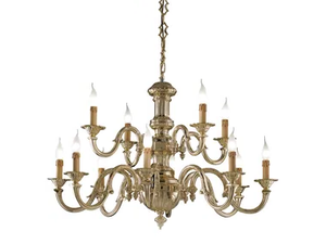 RICHARD 519/8+4 - Polished Brass chandelier - Ceiling lamp by Possoni Illuminazione