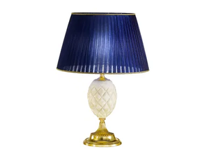 SANDY 7004/L - Satin gold plated table lamp with alabaster and shade - Table lamp by Possoni Illuminazione