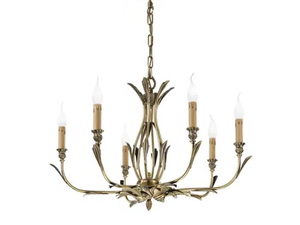 SOLANGE 337/6 - Antique brass chandelier - Ceiling lamp by Possoni Illuminazione