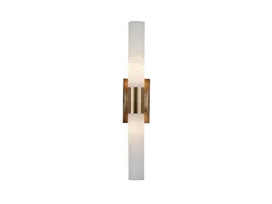 TUBE 2000/A2 - Light antique brass wall light and alabaster - Wall lamp by Possoni Illuminazione